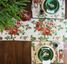 Load image into Gallery viewer, Tache Sweet Roses Vintage Ivory Woven Floral Tapestry Table Runners (17593TR)