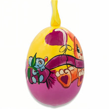 Load image into Gallery viewer, Cat with Balloon and Roses Wooden Christmas Ornament 3 Inches
