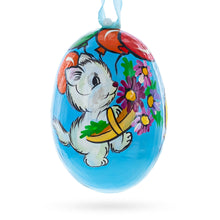 Load image into Gallery viewer, Cat with Balloon and Flowers Wooden Christmas Ornament 3 Inches