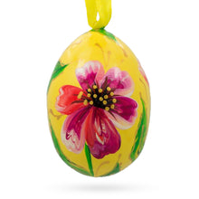 Load image into Gallery viewer, Pink and Purple Flower Wooden Egg Easter Ornament 3 Inches