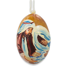 Load image into Gallery viewer, Mary with Joseph Overlooking Jesus Wooden Christmas Ornament 3 Inches