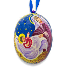 Load image into Gallery viewer, Mary Overlooking Jesus Wooden Christmas Ornament 3 Inches