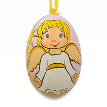 Load image into Gallery viewer, Angel with Golden Wings Wooden Christmas Ornament 3 Inches