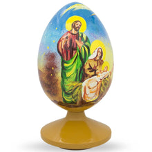 Load image into Gallery viewer, Nativity Scene with Angel Wooden Egg Figurine 4.75 Inches