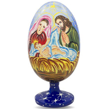 Load image into Gallery viewer, Mary Overlooking Jesus Nativity Scene Wooden Egg Figurine 4.75 Inches