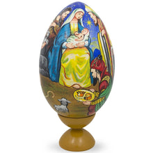Load image into Gallery viewer, Nativity Scene with Wisemen Wooden Egg Figurine 7.25 Inches
