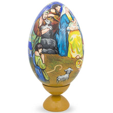 Load image into Gallery viewer, Nativity Scene with Wisemen Wooden Egg Figurine 7.25 Inches