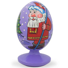 Load image into Gallery viewer, Santa with Snowman by Christmas Tree Wooden Figurine