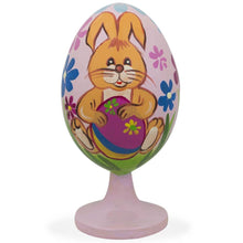 Load image into Gallery viewer, Bunny Decorating Easter Egg Wooden Figurine