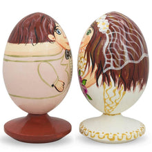 Load image into Gallery viewer, Set of 2 Bride and Groom Wedding Wooden Figurines