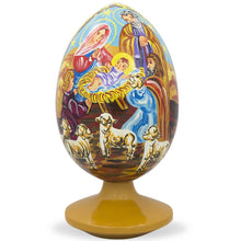 Load image into Gallery viewer, Unfinished Wooden Egg on Attached Stand 4.75 Inches Tall