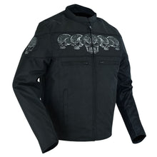Load image into Gallery viewer, Men's Textile Scooter Style Jacket w/ Reflective Skulls