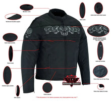 Load image into Gallery viewer, Men's Textile Scooter Style Jacket w/ Reflective Skulls