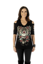 Load image into Gallery viewer, Women's Devilish Cuts Cold Shoulder Top
