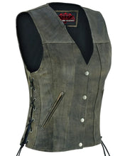 Load image into Gallery viewer, Women's Antique Brown Single Back Panel Concealed Carry Vest