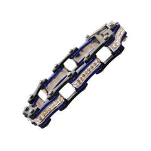 Load image into Gallery viewer, VJ117 Two Tone Black/Candy Blue W/White Crystal Centers