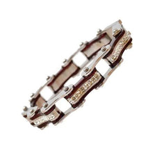 Load image into Gallery viewer, VJ1114 Two Tone Silver/Candy Red W/White Crystal Centers