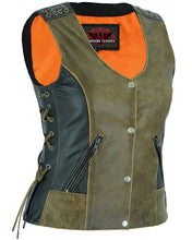 Load image into Gallery viewer, Women's Vest with Grommet and Lacing Accents - Two Tone