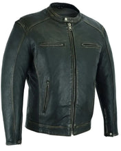 Load image into Gallery viewer, Men's Cruiser Jacket in Lightweight Drum Dyed Distressed Naked - Olive