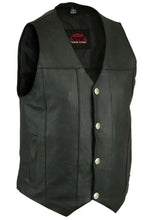 Load image into Gallery viewer, Men's Milled Single Back Panel Leather  Vest - Black