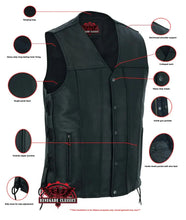 Load image into Gallery viewer, Men's Tall Classic Tapered Bottom Biker Leather Vest- Black