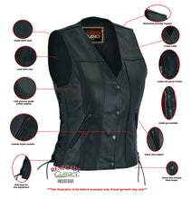 Load image into Gallery viewer, Ella Women's leather motorcycle vest -  Black