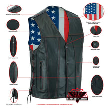 Load image into Gallery viewer, Men's Honor Ride Black Leather Motorcycle with Vest Red Stitching