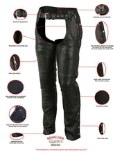 Load image into Gallery viewer, Rider Shield Black leather motorcycle chaps - Black