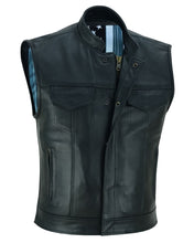 Load image into Gallery viewer, Private Men's Black Leather Motorcycle Vest