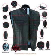 Load image into Gallery viewer, Private Men's Black Leather Motorcycle Vest