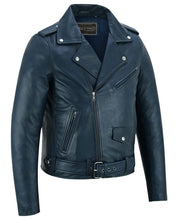 Load image into Gallery viewer, Moonlight Women's Navy Blue Fashion Leather Jacket