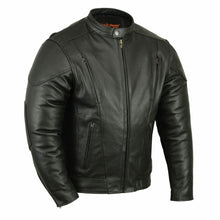 Load image into Gallery viewer, Men's Black Vented Motorcycle Jacket with Plain Sides