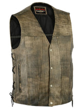 Load image into Gallery viewer, Antique Charm Men's Antique Brown Leather Motorcycle Vest