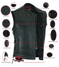 Load image into Gallery viewer, Men's Combat Black motorcycle Leather Vest - Gun Pockets &amp; Side Laces
