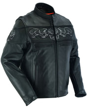 Load image into Gallery viewer, Men's Black Reflective Skulls Scooter Jacket