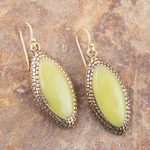 Load image into Gallery viewer, Palios Green Jade Drop Earrings