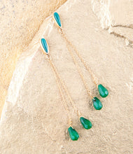 Load image into Gallery viewer, Palios Green Onyx Cascade Post Earrings