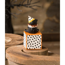 Load image into Gallery viewer, Party Hat Kitty on Block by Bethany Lowe Designs