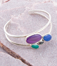 Load image into Gallery viewer, Peacock Multi-Stone and Sterling Silver Cuff Bracelet