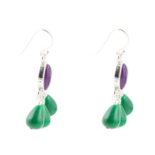 Load image into Gallery viewer, Peacock Purple Agate Drop Earrings
