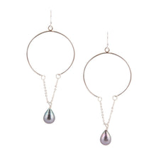 Load image into Gallery viewer, Pearl and Sterling Silver Chain Earrings