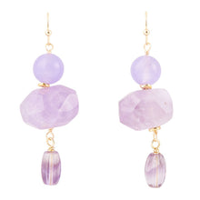 Load image into Gallery viewer, Purple Periwinkle Amethyst Golden Drop Earrings