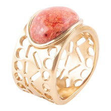 Load image into Gallery viewer, Pharoah Orange Sponge Coral and Golden Bronze Ring