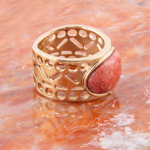 Load image into Gallery viewer, Pharoah Orange Sponge Coral and Golden Bronze Ring
