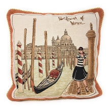 Load image into Gallery viewer, DaDa Bedding Set of 2-Pieces Postcard of Venice Tapestry Throw Pillow Covers w/ Inserts - 18" x 18"