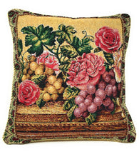 Load image into Gallery viewer, DaDa Bedding Set of 2-Pieces Parade Fruit &amp; Roses Garden Tapestry Throw Pillow Covers w/ Inserts - 18" x 18"