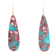 Load image into Gallery viewer, Pink and Blue Jasper Matrix Slab Golden Earrings
