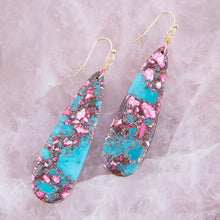 Load image into Gallery viewer, Pink and Blue Jasper Matrix Slab Golden Earrings