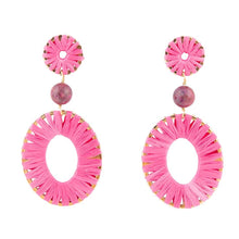 Load image into Gallery viewer, Pink Magenta Dreams Round Golden Earrings