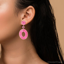 Load image into Gallery viewer, Pink Magenta Dreams Round Golden Earrings